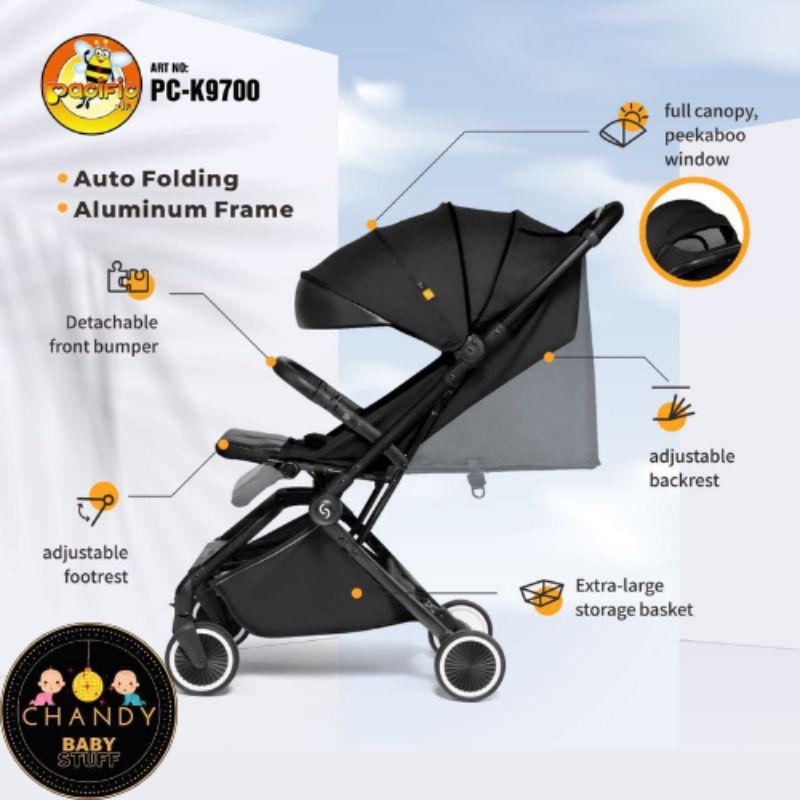 BABY STROLLER ALLOY PC-K9700 PACIFIC (ONE HAND FOLDING) MUDAH DILIPAT