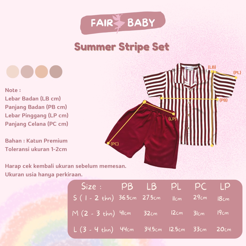 Fairy Baby Summer Stripe Set | Setelan Salur Anak Laki-Laki 1-4 Tahun
