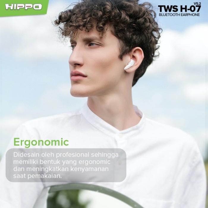 Hippo True Wireless Bluetooth Earphone Mini Earbuds TWS H-07 V5.2 - White