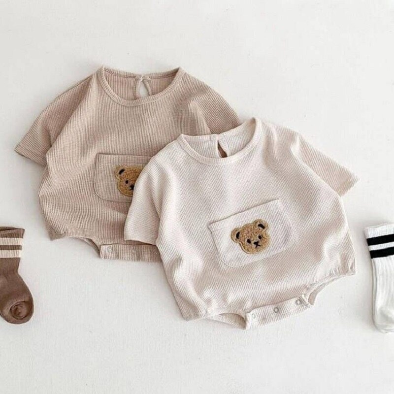 Baju jumper anak usia 0-2 tahun jumper pendek anak unisex Motif Bear ala korea