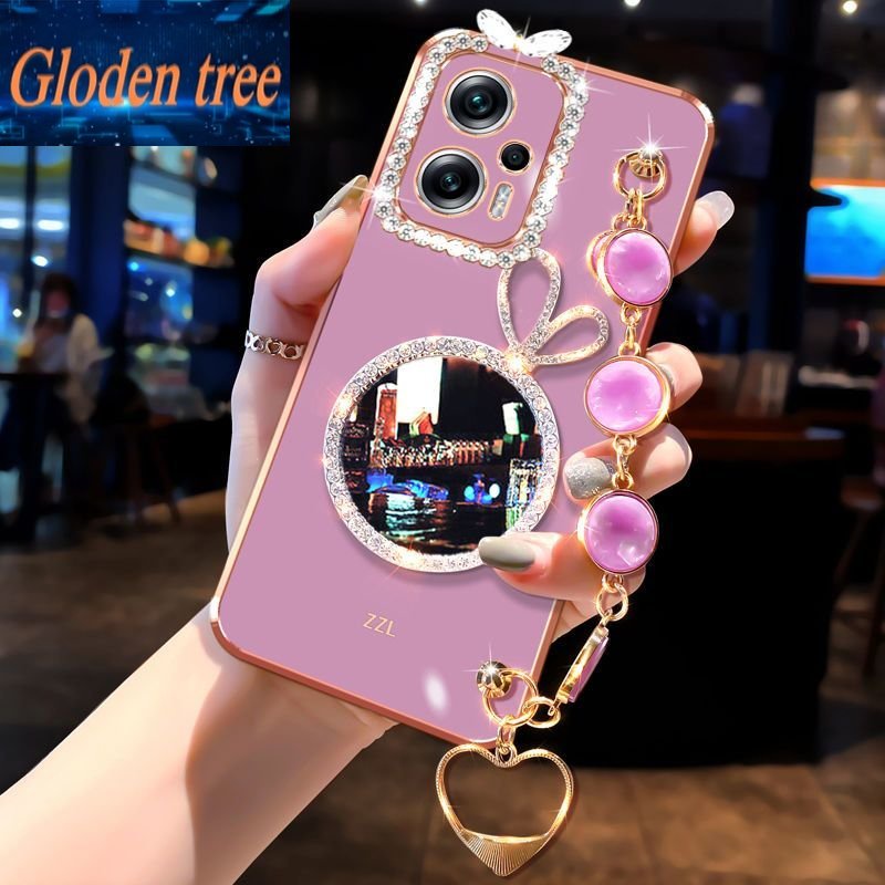 Gloden tree Phone Case Untuk Xiaomi K20 K30 K30S K30Pro K40 K40Pro K40S K50 K50Pro Kelinci vanity mirror Perhiasan Gelang, Bingkai Foto Dengan Berlian
