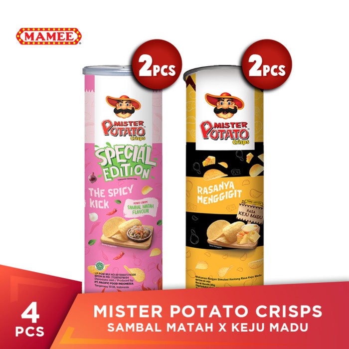 

Terlaris ✨ - Mister Potato Crisps Sambal Matah x Keju Madu (4 pcs) 2.1.23
