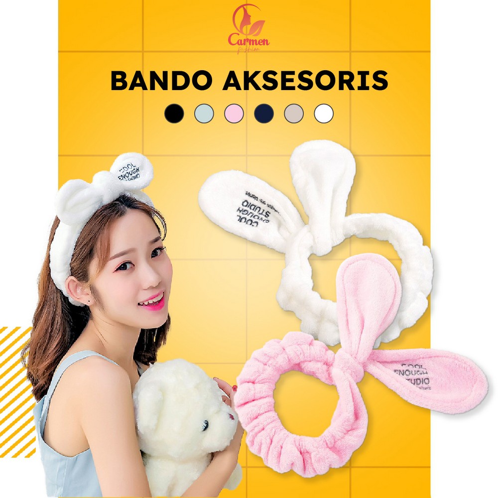 Bandana Masker Wanita Motif Pita Kelinci Lucu Bando Korea / Bando Mandi / Bendo Facial Cuci Muka Headband Rabbit Import CF C69