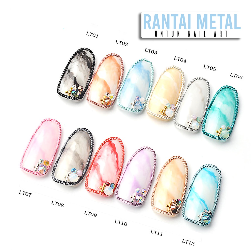 【 COD 】Nailart Rantai Metal Alloy 3d Multi Warna Aksesoris Dekorasi Nail Art / Manicure Wanita