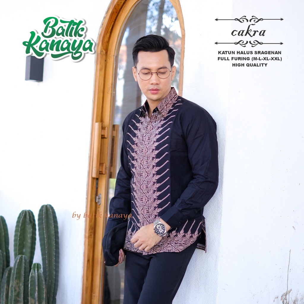 Kanaya Baju Batik Pria Lengan Panjang Full Furing Motif CHAKRA Bahan Katun Sragenan