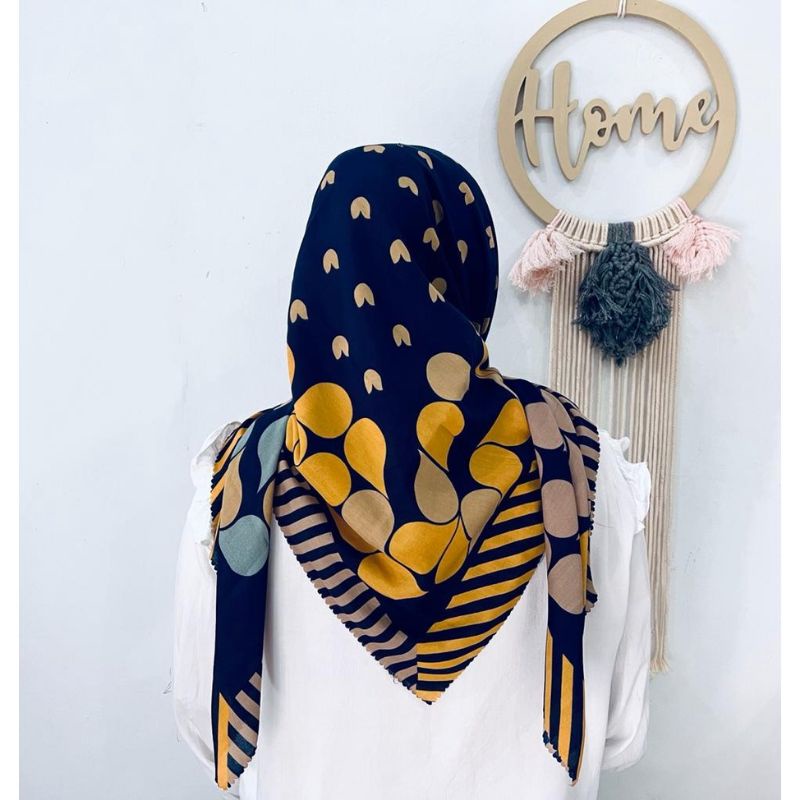 KERUDUNG SEGI EMPAT HIJAB JILBAB MOTIF ARWA NAVY PREMIUM