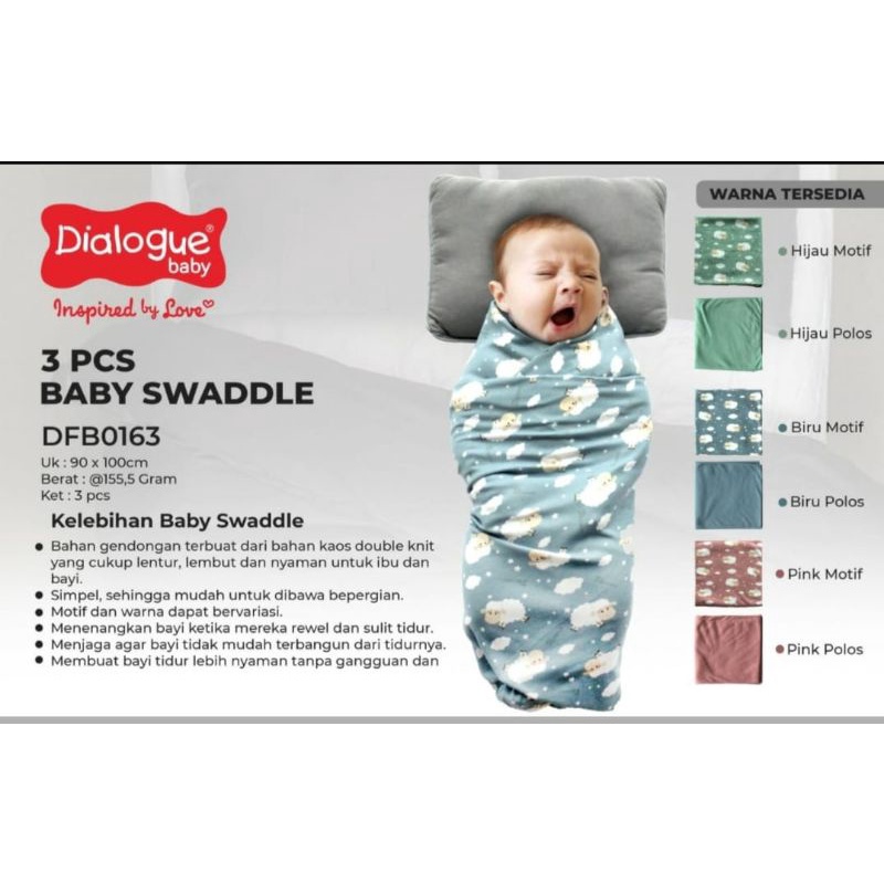 Dialogue Baby Swaddle Bedong Bayi Isi 3 Pcs DFB0163