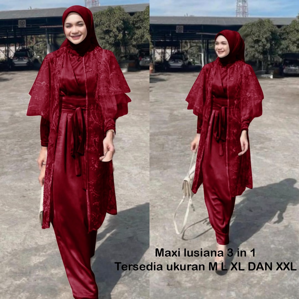 MAXI LUSIANA 3 IN 1 DRESS PARTY TILE MUTIARA GAMIS TERLARIS TERBARU GOOD QUALITY