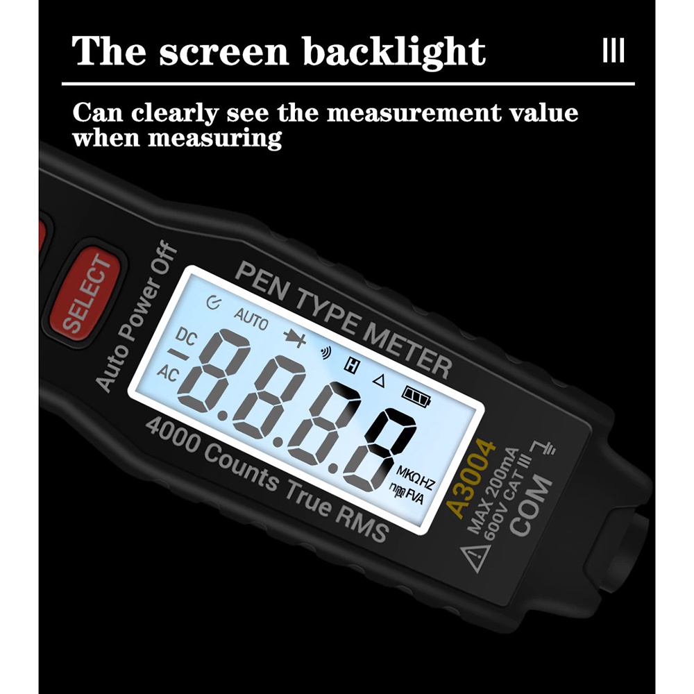 ANENG Digital Multimeter Voltage Tester Pen - A3004 - Black