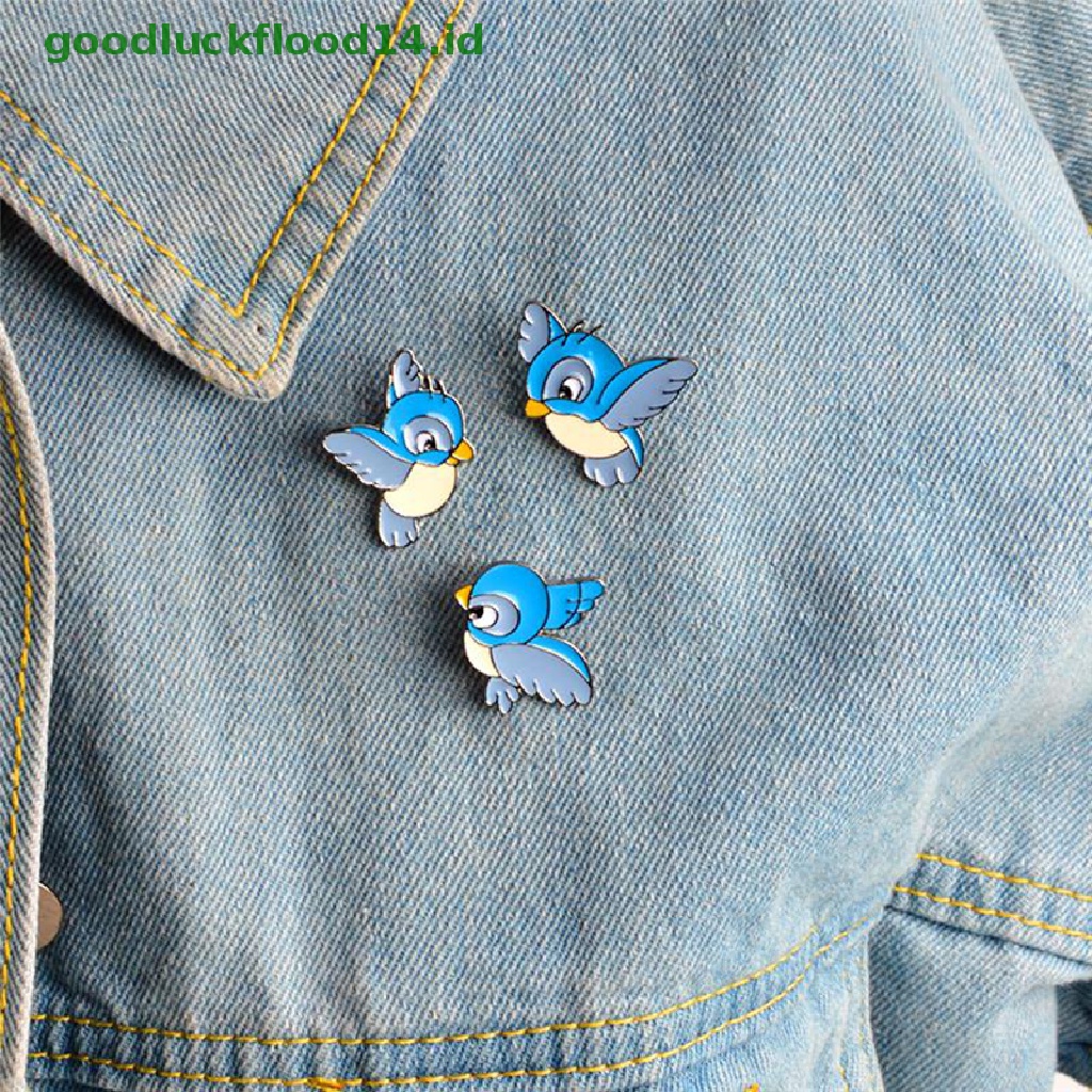 [GOOGFOUR] 3pcs/set Enamel Burung Biru Bros Bin Hewan Pin Jaket Kemeja Lencana Perhiasan Hadiah [TOP]