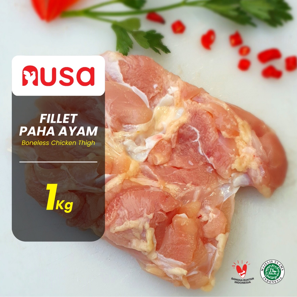 

Paha Ayam Boneless Tanpa Tulang dan Kulit Frozen 1kg