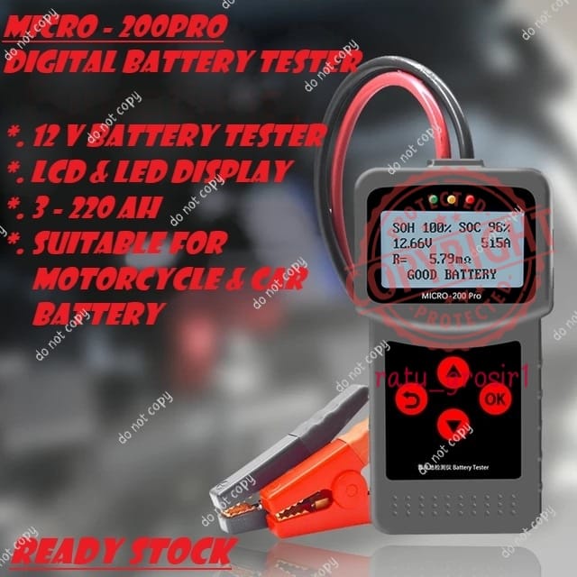 Tester Aki Mobil dan Motor Alat Test Digital Lancol Micro 200 Pro