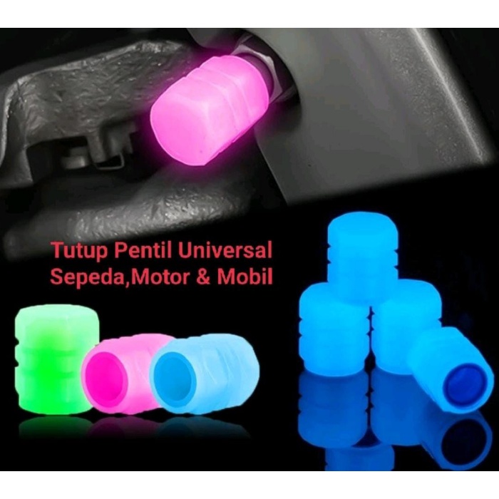 Tutup Pentil Ban Nyala Sepeda Motor &amp; Mobil GLOW IN THE DARK