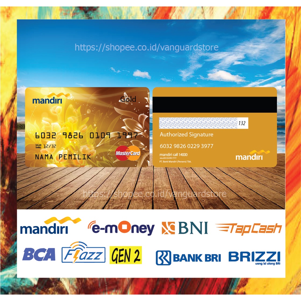 KARTU E MONEY E TOLL KARTU MANDIRI GOL MASTERCARD 3 DEBIT CREDIT EMONEY MANDIRI FLAZZ BCA BNI TAPCASH BRIZZI BRI - 2 SISI