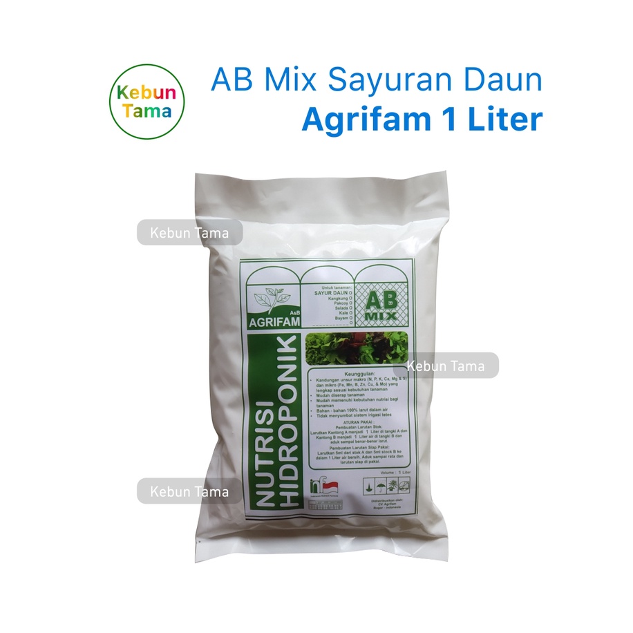 Nutrisi AB Mix Hidroponik Sayur / Sayuran Daun Agrifam 1 Liter