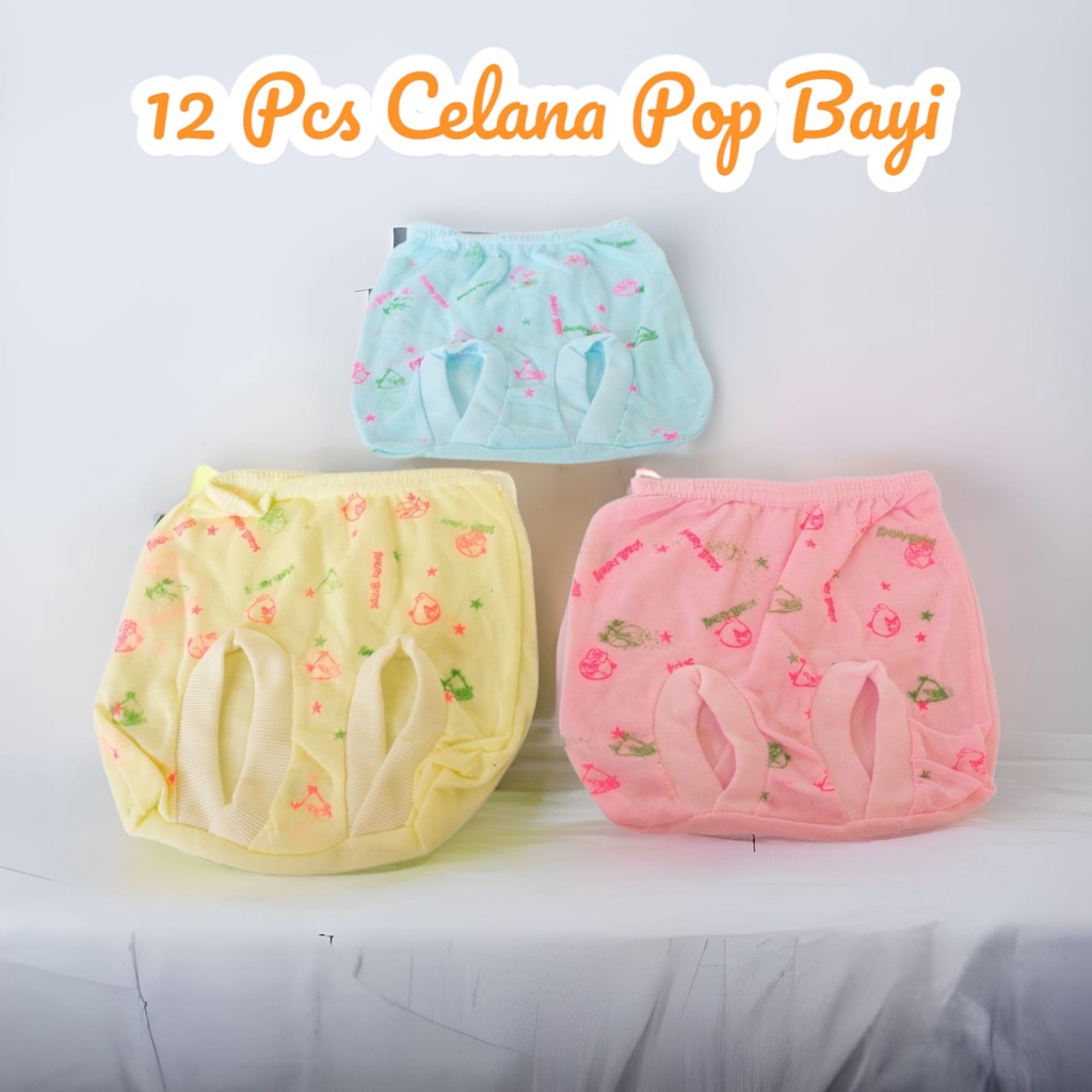 12 Pcs 1 Lusin Celana Pop Bayi New Born Murah celana Kacamata