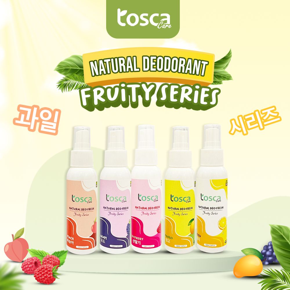 Natural Deodorant Spray 100ml AROMA BUAH - Tosca Deodorant Tawas Cair Fruity Series Efektif Atasi Bau Ketiak Non Alkohol