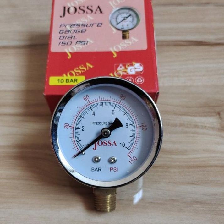 Depan Jossa pressure gauge 10bar / jossa pressure gauge 10kg / Jossa meteran compresor 10bar
