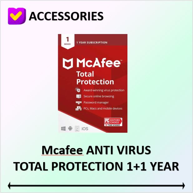 MCAFEE TOTAL PROTECTION 1 USER 1 YEAR + 1 YEAR