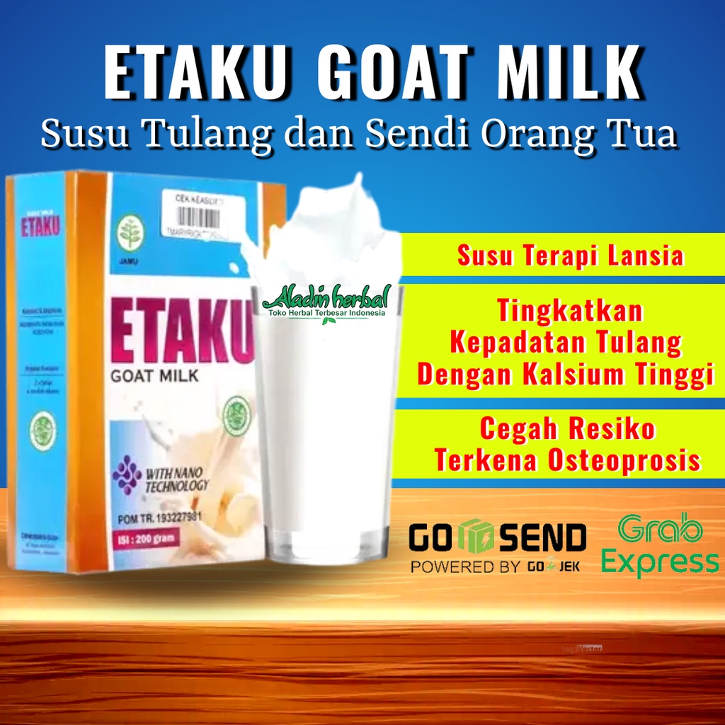 

Susu Tulang dan Sendi Orang Tua 100% Alami - Susu Lansia Untuk Tulang dan Sendi, Pengapuran Tulang Sendi dan Lutut Osteoporosis Sering Kesemutan Kebas Sakit Lutut Osteoarthritis Rheumatoid arthritis Sakit Pinggang Pegal linu dll - ETAKU GOAT MILK 100% ORI