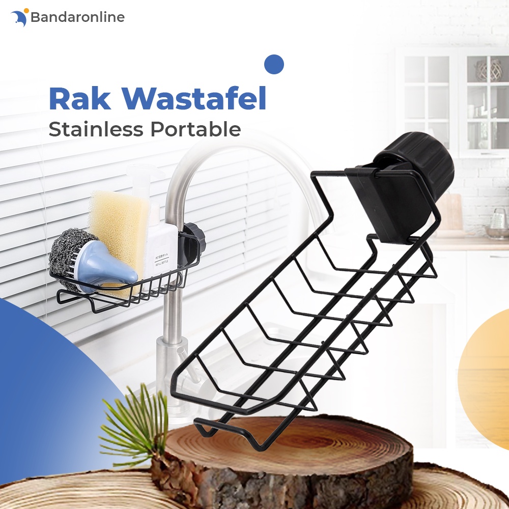 Rak Wastafel Cuci Piring Stainless Portable Rak Pengering Gantungan Keran