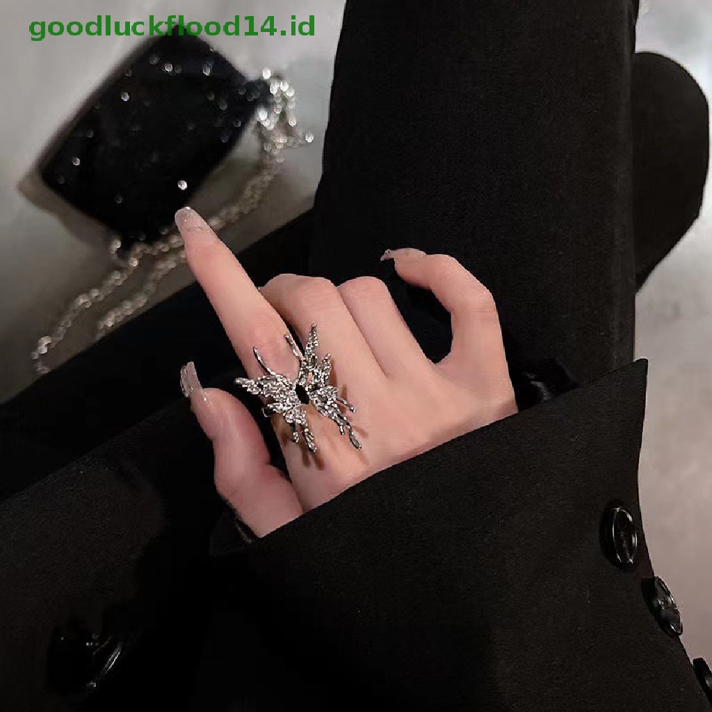 [GOOGFOUR] Punk Tidak Teratur Kupu-Kupu Cincin Gothic Kreatif Vintage Fashion Manis Kupu-Kupu Terbuka Cincin Hip Hop Cincin Perhiasan Untuk Wanita Gadis [TOP]