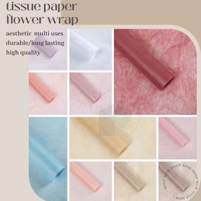 

flower wrapping tisu tissue kertas bunga buket hamper giftwrap kado Cellophane [ Kemasan Isi 5 lembar Gratis Packing Tabung]
