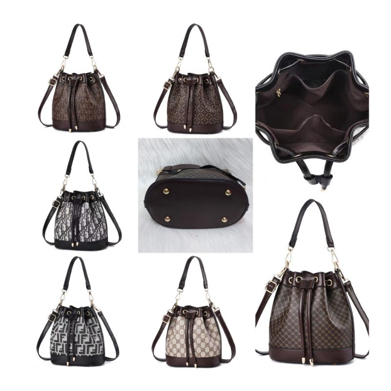 Tas Selempang Wanita Fashion Bucket Bag Tas Serut Shoulder Bag Sling Bag import