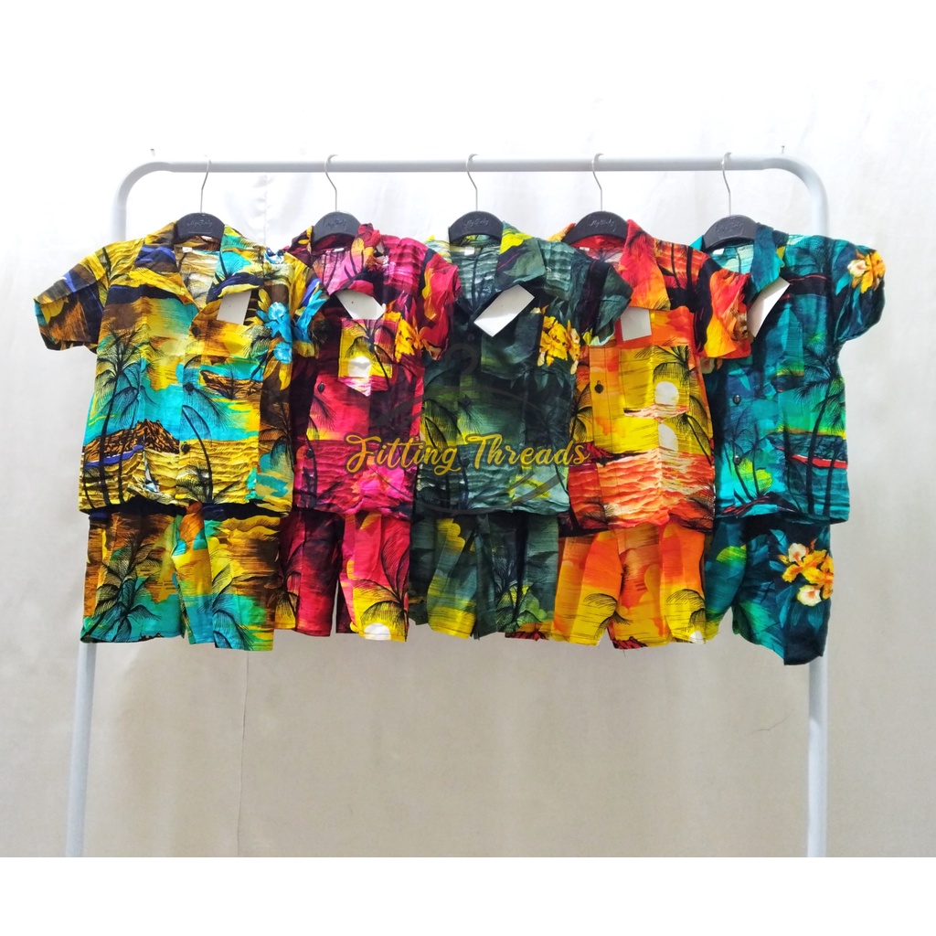 BAJU SETELAN KEMEJA ANAK PANTAI KELAPA KHAS HAWAI BALI / STELAN ANAK PANTAI 1-7 TAHUN