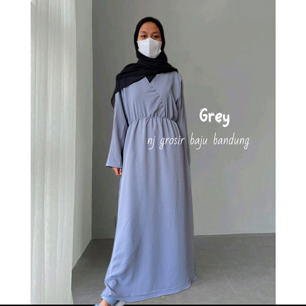 Dress wanita kekinian//dress wanita terbaru buat lebaran //gamis wanita bahan crinkle putih