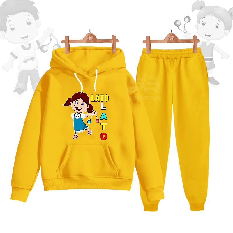 setelan hoodie anak perempuan gambar Lato lato/umur 3-16 tahun