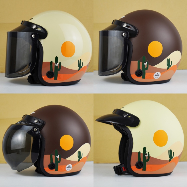 Helm Retro Bogo Dewasa Pria Wanita Motif Desert SNI kekinian