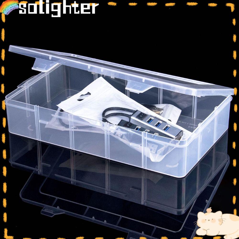 Solighter Kotak Penyimpanan Transparan 3ukuran Serba Serbi Organizer Square Small Items Case