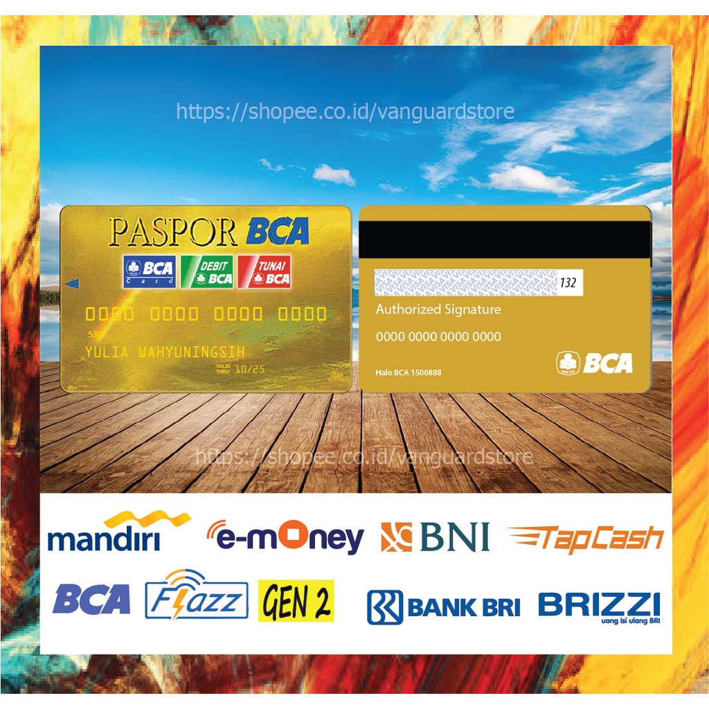 KARTU E MONEY E TOLL KARTU BCA MASTERCARD 6 DEBIT CREDIT EMONEY MANDIRI FLAZZ BCA BNI TAPCASH BRIZZI BRI - 2 SISI