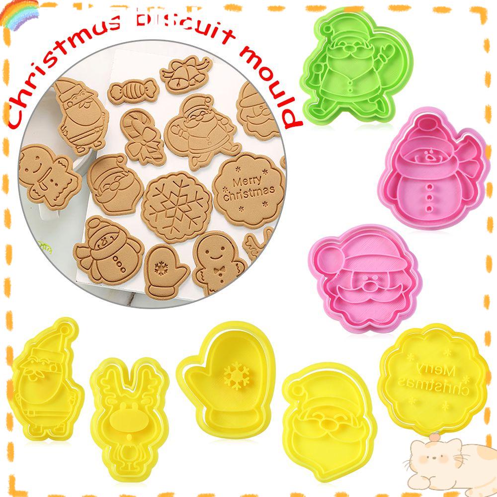 Solighter Christmas Cookie Cutter Alat Dekorasi Kue Coklat Cetakan 3D Merry Christmas Plunger