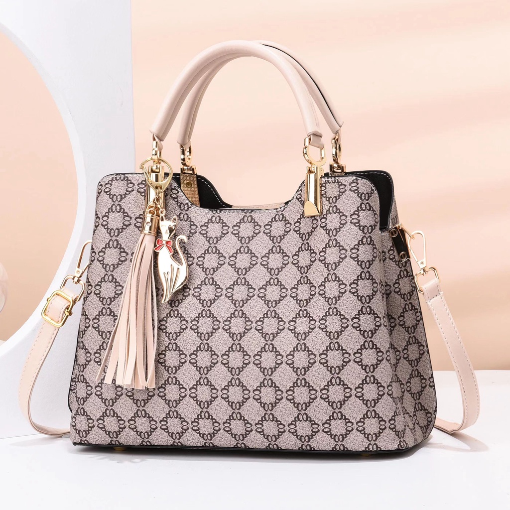 JK 970 1KG MUAT 2PCS TAS HAND BAG WANITA SELEMPANG IMPORT MOTIF MONOGRAM ELEGAN Y9230 T3144 U4444