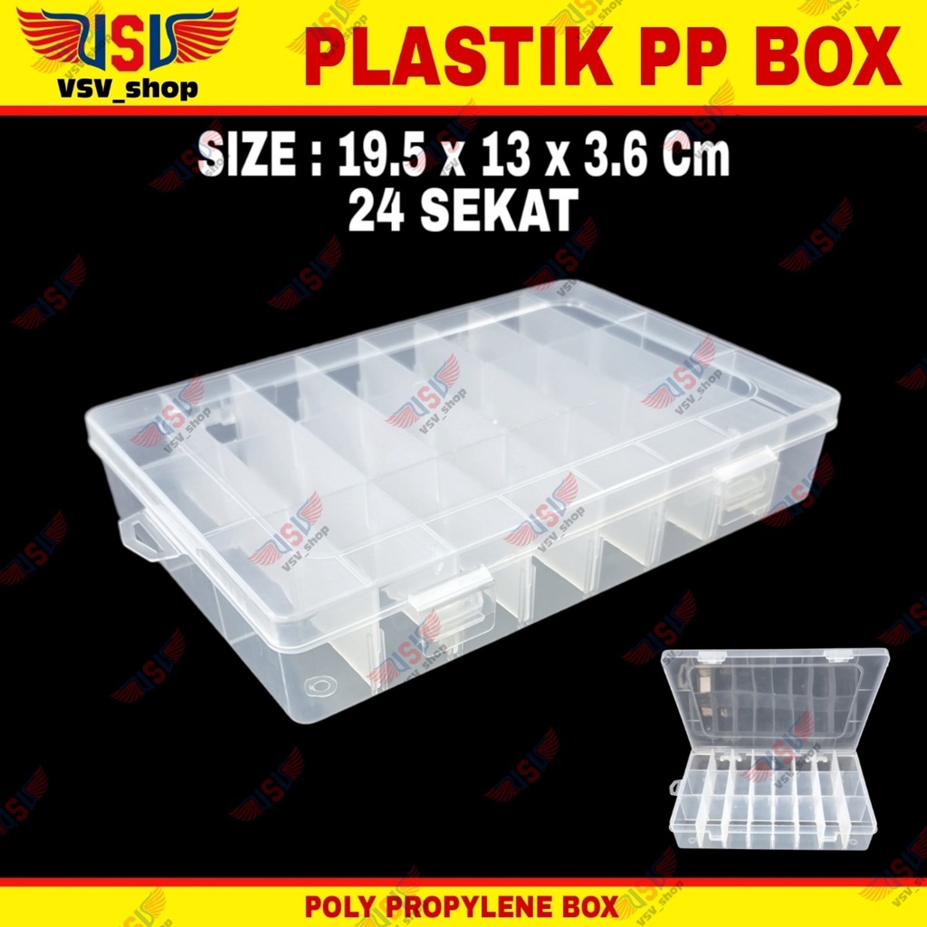 Kotak Plastik 24 Sekat Penyimpanan Box Plastik PP Case Plastic Storage Box QC24