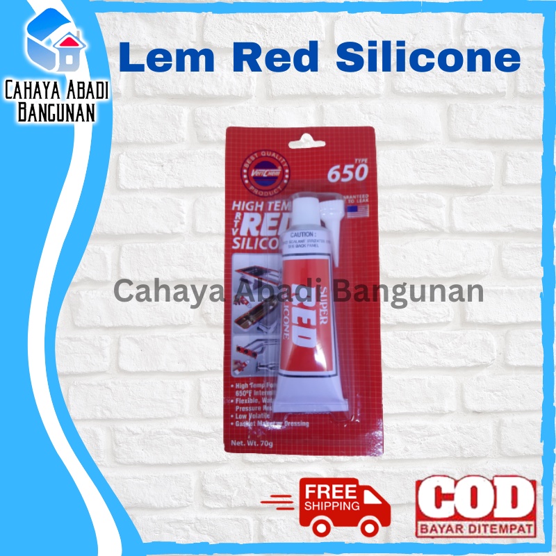 Lem High Temp RED Silicone USA 650 70gr - Sealant Paking Gasket Merah