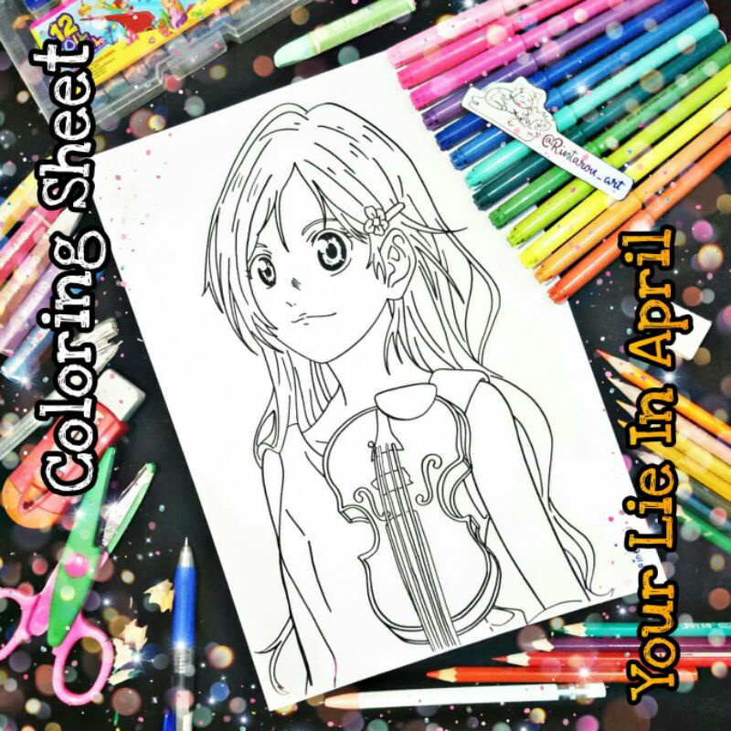 

Kertas Mewarnai Anime/ Coloring Sheet anime Shigatsuwa kimi no Uso
