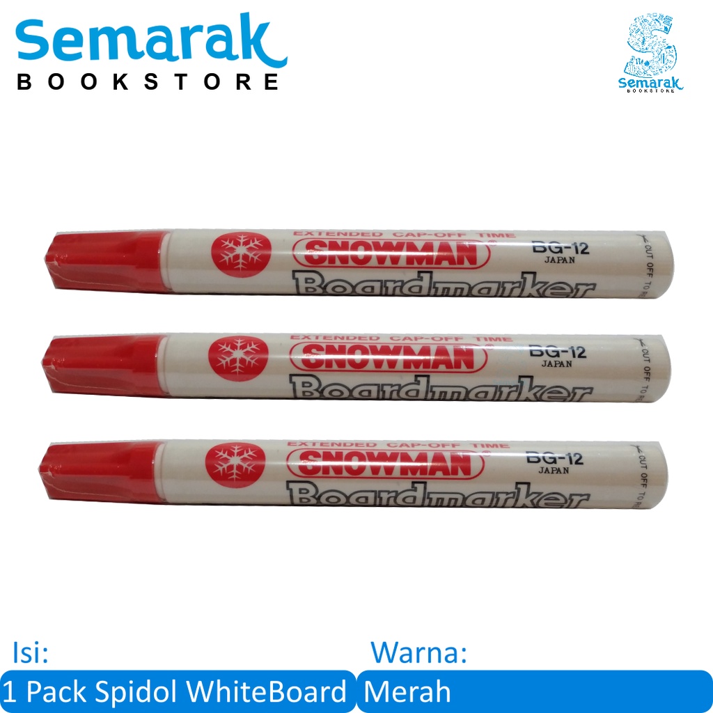 

Snowman Whiteboard marker Spidol Dapat Dihapus - Merah [1 Pack / 12 Pcs]