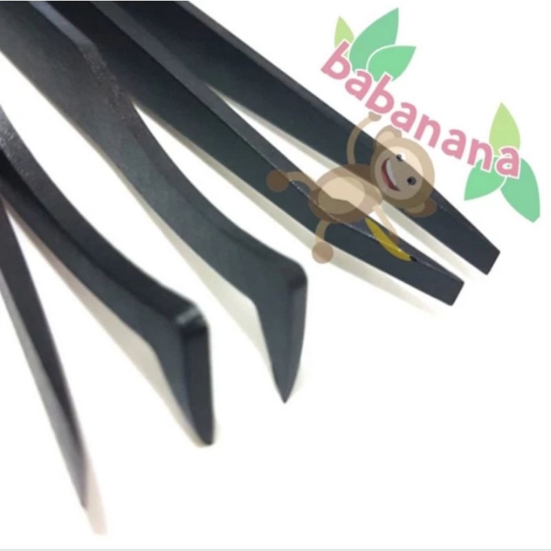 Tweezer 6pcs pinset black fiber penjepit multifungsi