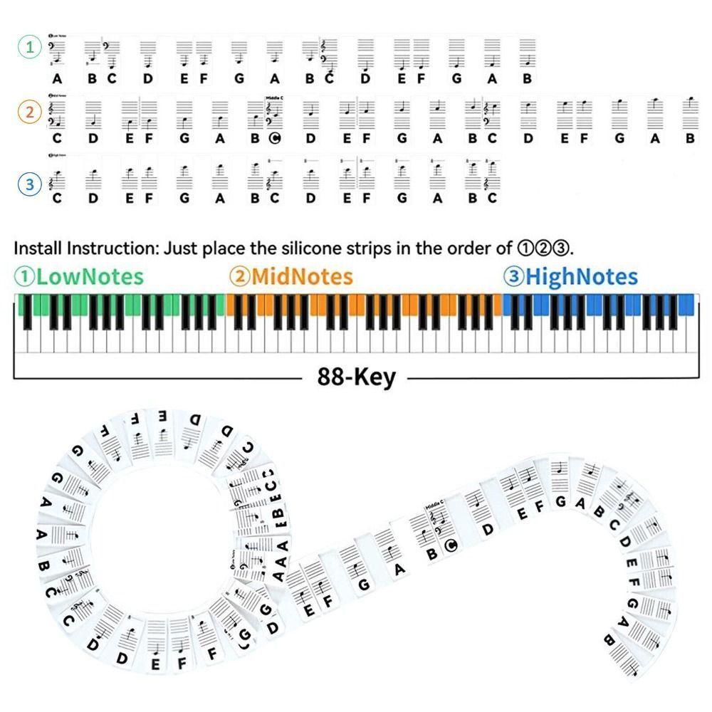 Suyo Stiker Piano Silikon Reusable Study Score Display 88kunci