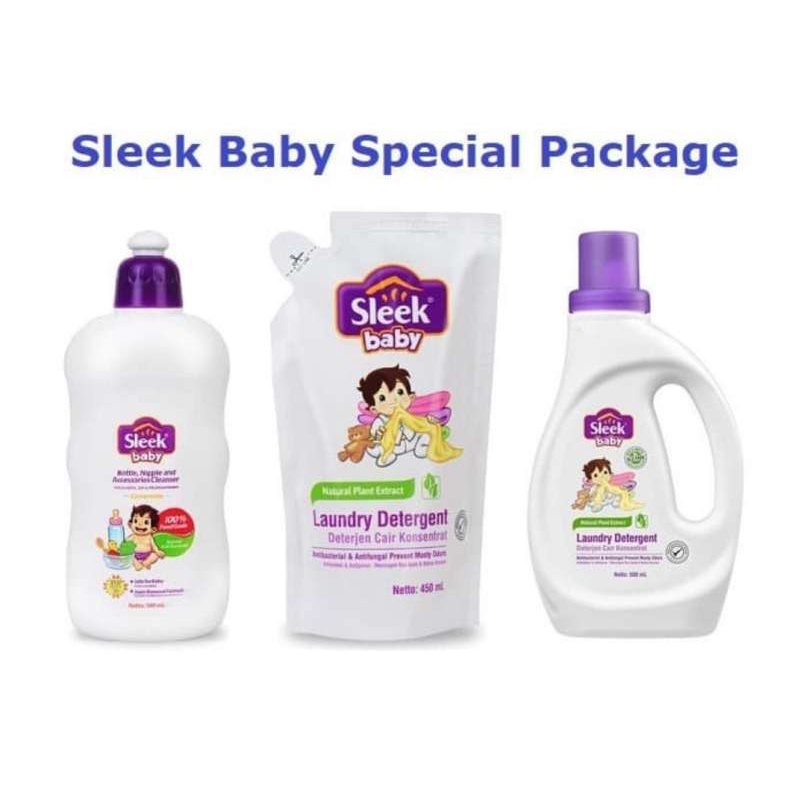 (GRATIS TAS) Paket Sleek Special Package - Laundry Detergent Sabun Botol