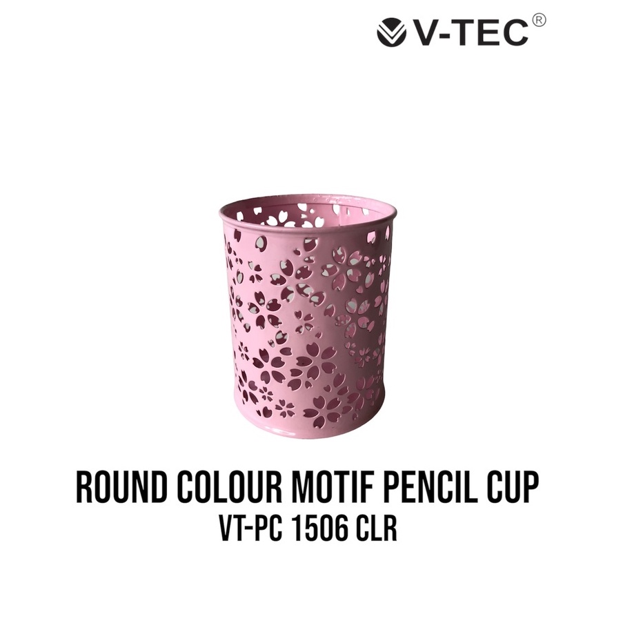 Pencil Cup Bulat Motif  V-TEC  PC-1506 Colour Desk Set Round Organizer Satuan- SHSNP