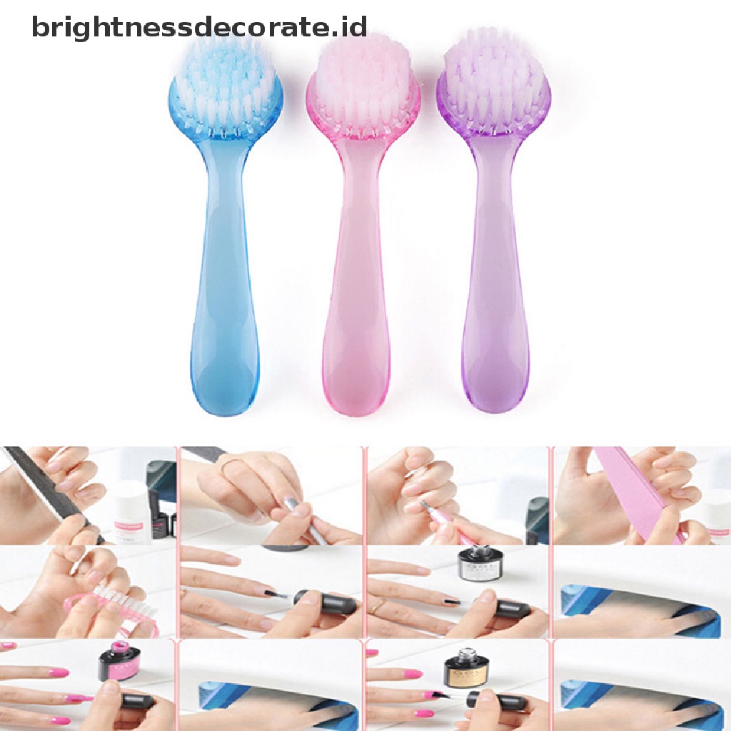 [Birth] 1x Sikat Cuci Kepala Bulat Genggam Nail Art UV Gel Dust Clean Brush Cap Tools [ID]