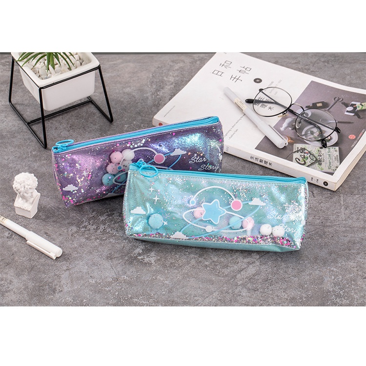 [Gongjin] Tepak Pensil Anak GALAXY / Kotak Penyimpanan Pencil Case Lucu Korea Sequin Cute Sekolah