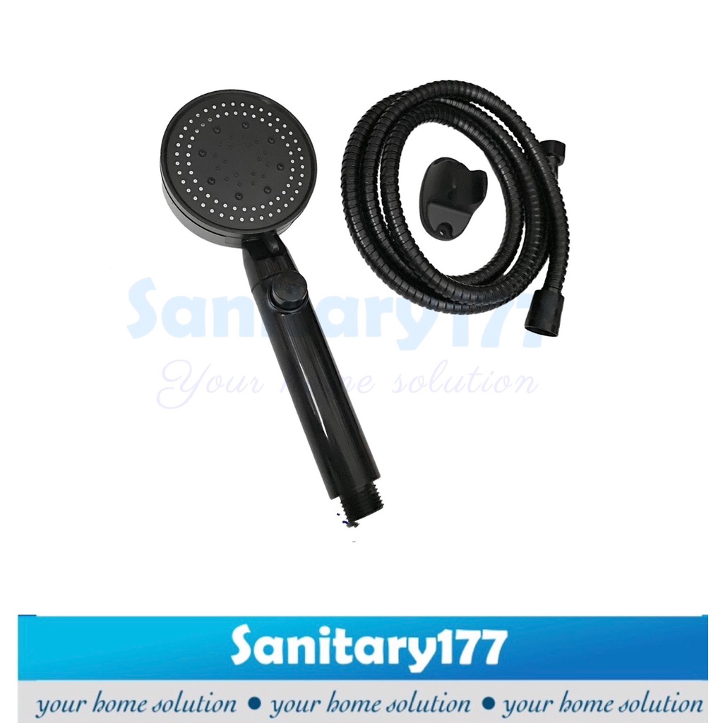 Handshower 5in1 hitam 07-semprotan air mandi on off button stop hand shower black 5 fungsi kepala head