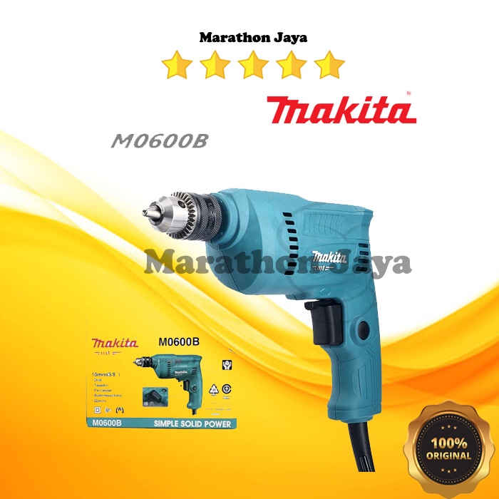 Mesin Bor MAKITA listrik 10 mm bor besi kayu bolak balik maktec m0600b