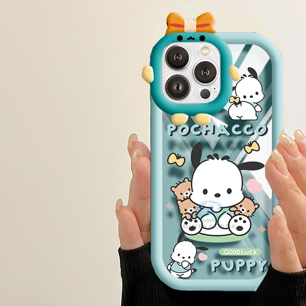 IPHONE Fashion Case Kompatibel Untuk Iphone14 11 12 iPhone6 7 8 Plus 13 Pro MAX 11Pro MAX XR X XS MAX Winnie Bear Anjing Lucu Monster Kecil Frame Lensa Phone Case Binteacase