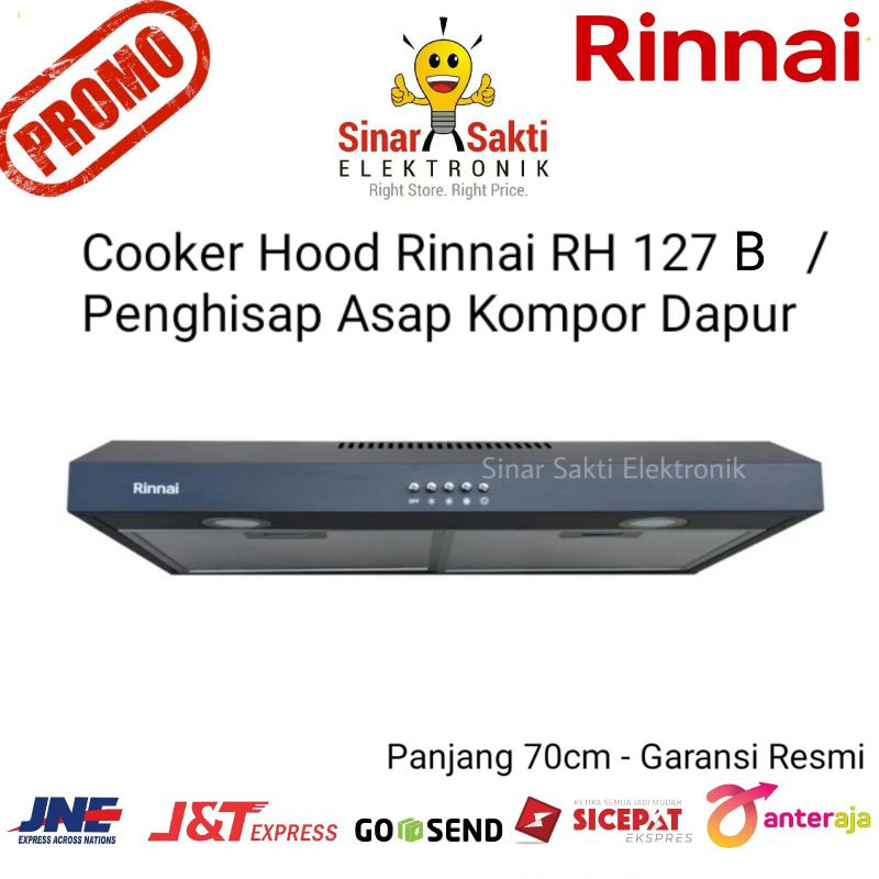 Cooker Hood Rinnai RH 127 B RH127B Penghisap Asap Kompor Dapur 127B 70cm